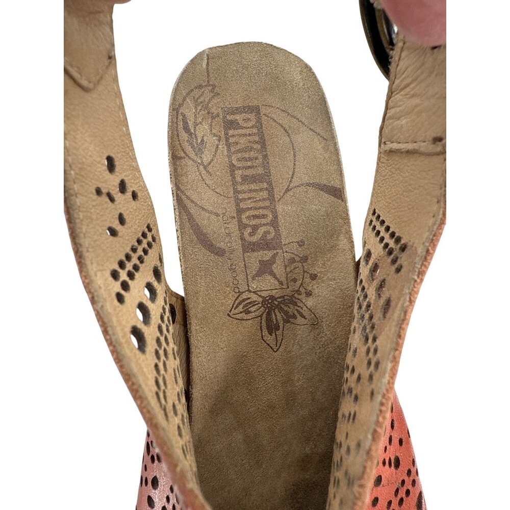Pikolinos Benissa 868-9342 Womens Leather Peep-Toe Wedge Sandals Size 10 - Picture 6 of 9